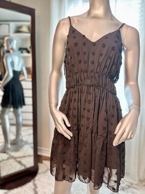 SHEIN Black Textured Spaghetti-Strap Mini Dress Medium
